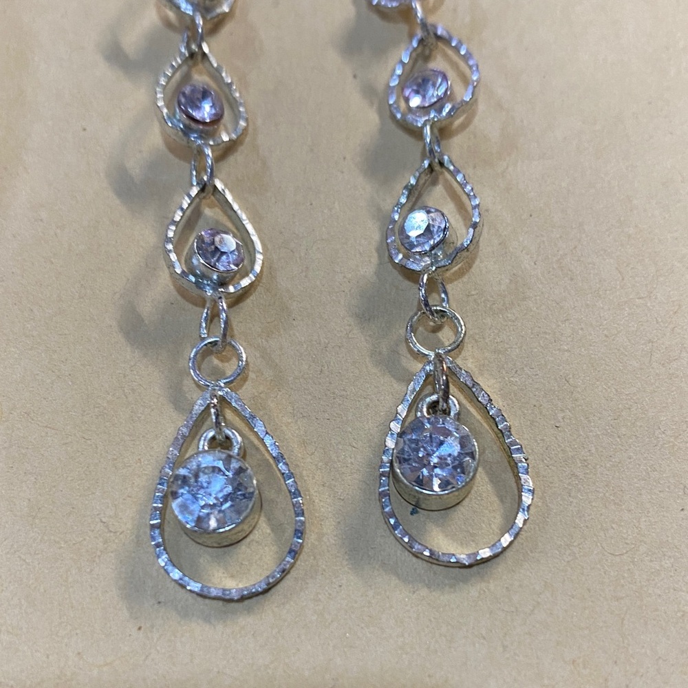 Elegant Drop Dangle Rhinestone Pierced Earrings - Picture 3 of 7